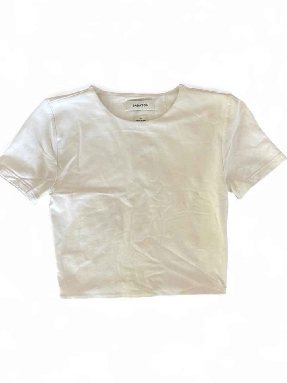 Aritzia Babaton Contour White Short Sleeve Cropped Crew Tee
